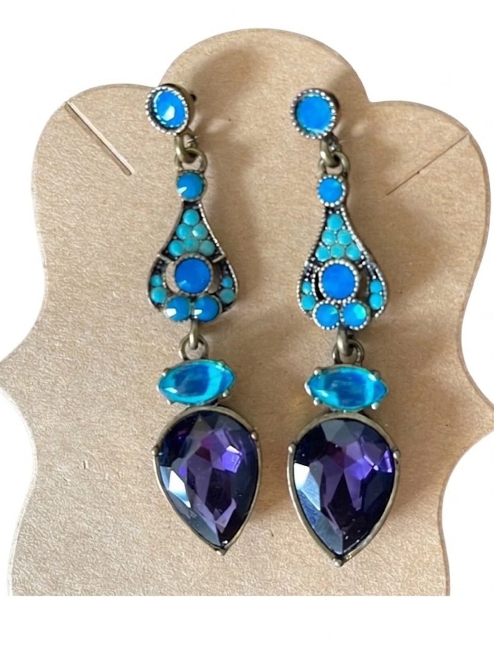 NWT WA Studios Beaded Swarovski Crystal Earrings